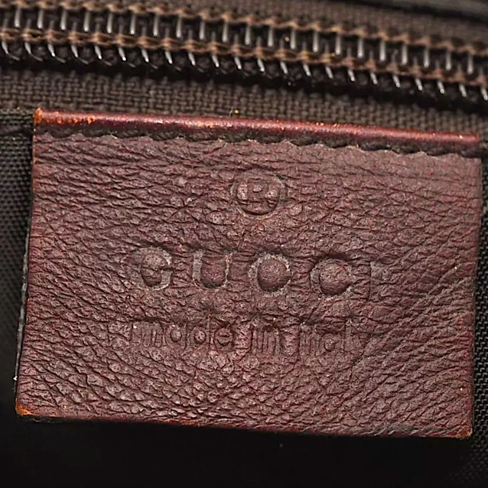 GUCCI Leather Top Zip Overnight Travel Laptop Work Messenger Bag w Woven Strap